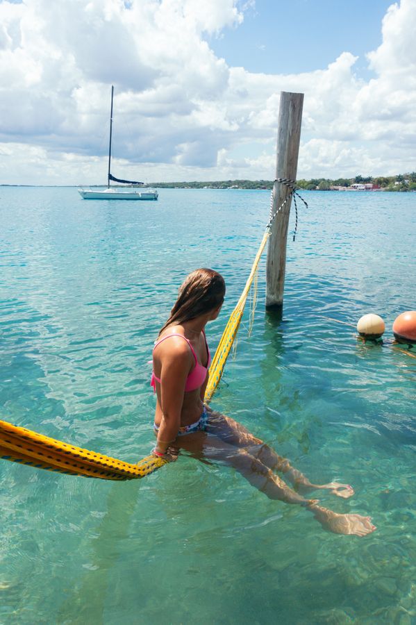 Hammock boat on the lagoon